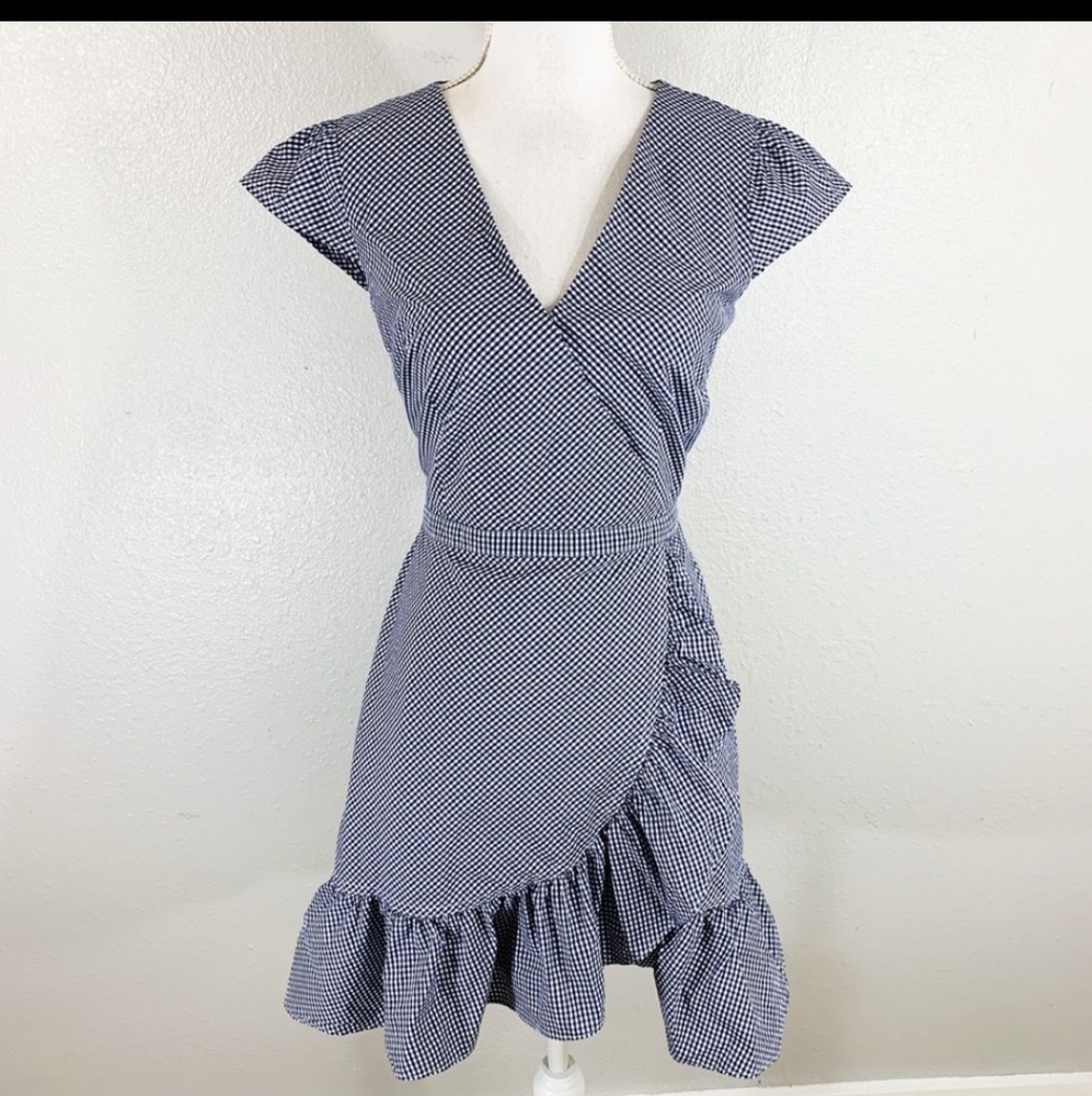 J.Crew faux wrap gingham dress. 👗